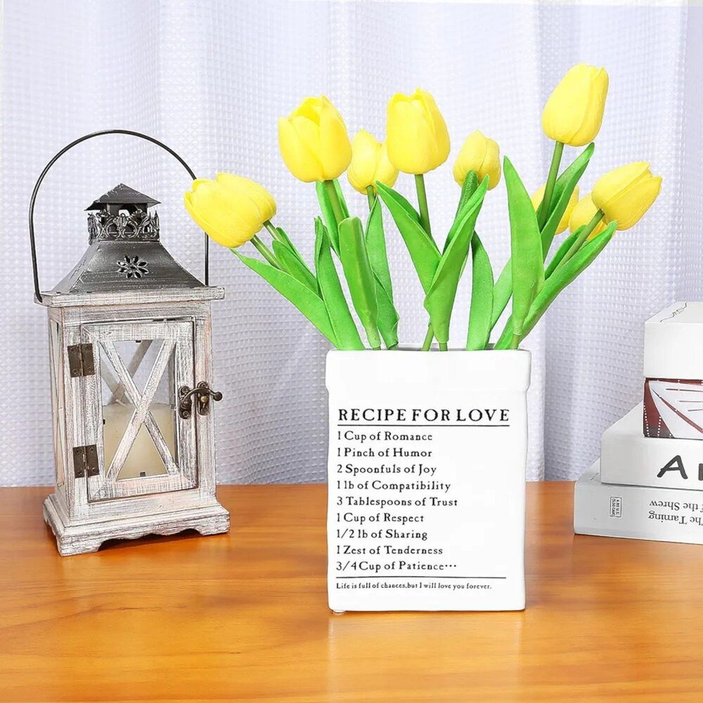 White "Recipe for Love" Vase NEW